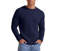 Hisir Men's Cable Knit Jumper, Thick Warm Crew Neck Winter Sweater | Long Sleeves and Ribbed Trims Bring Classic Pullover to Workday, Weekend and Travel Outfits, Ideal for Cosy Seasonal Layering