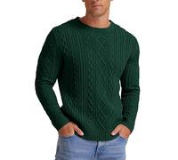 Hisir Men's Cable Knit Jumper, Thick Warm Crew Neck Winter Sweater | Long Sleeves and Ribbed Trims Bring Classic Pullover to Workday, Weekend and Travel Outfits, Ideal for Cosy Seasonal Layering