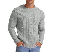 Hisir Men's Cable Knit Jumper, Thick Warm Crew Neck Winter Sweater | Long Sleeves and Ribbed Trims Bring Classic Pullover to Workday, Weekend and Travel Outfits, Ideal for Cosy Seasonal Layering