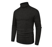 Hisir Men's Jumper Turtle Neck Tops Winter Warm Wool Knitted Pullover Long Sleeve Sweater Solid Colour Basic Turtleneck Soft Jumpers (Dark Grey, L)