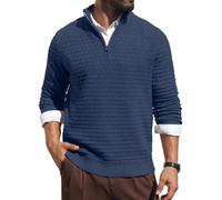 Hisir Men's Jumpers Quarter Zip Sweater Winter Jumper | Stylish Textured Knit, 1/4 Zip Collar, Golf Jumper, Work Jumper For Office, Outdoor Activities Or Christmas Parties