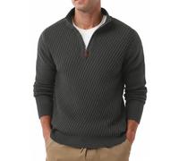 Hisir Mens Quarter Zip Jumper Sweater Pullover Winter Knitwear | Soft Knit, Stylish Quarter Zip Neck, Classic Ribbed Texture, Warm Winter Essential for Work, Golf or Casual Wear