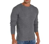 Hisir Men's Winter Cable Knit Jumpers Casual Crew Neck Warm Long Sleeve Pullover Sweater Tops for Men