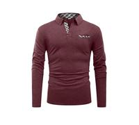 Hisir Polo Shirts for Men Cotton Long Sleeve T-Shirts Patchwork Collar Regular Tops Workwear with Real Pocket