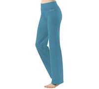 HISKYWIN 17"/23"/27"/29"/31"/33"/35" Inseam Capri/Petite/Regular/Tall Length Women's Straight Leg Yoga Pants Zip Pocket, Haze Blue-27"inseam, Medium