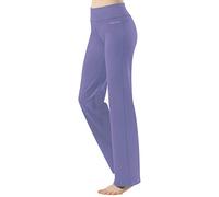 HISKYWIN 17"/23"/27"/29"/31"/33"/35" Inseam Capri/Petite/Regular/Tall Length Women's Straight Leg Yoga Pants Zip Pocket, Purple-27"inseam, S