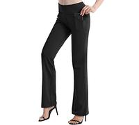 HISKYWIN Women's Baggy Yoga Pants, Front Pockets - Black, L