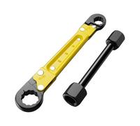 Hislaves Angle Stop Wrench Tool, Double-Ended Ratcheting Plumbing Wrench with Non-Slip Grip for Pipe Valve Adjustment, Water Supply Line Fittings and Angle Block Removal (Yellow)