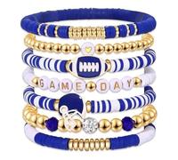 Hislaves Game Day Bracelet - Football Bracelets & Bohemian Chic Bracelets,8/9 Pack Stackable Game Team Jewelry Accessories for Team Party Favors (B)