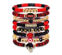 Hislaves Game Day Bracelet - Football Bracelets & Bohemian Chic Bracelets,8/9 Pack Stackable Game Team Jewelry Accessories for Team Party Favors (C)