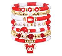 Hislaves Game Day Bracelet - Football Bracelets & Bohemian Chic Bracelets,8/9 Pack Stackable Game Team Jewelry Accessories for Team Party Favors (G)