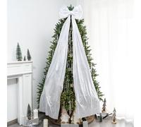 Hismir Christmas Tree Topper Bow，67x16 Inch Extra Large Room Decor Ribbon Bow for Wedding Engagement Birthday Party，Giant Xmas Bow Decorations for Home Wreath Door Wall(Silver)