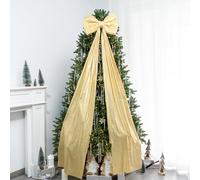 Hismir Christmas Tree Topper Bow，67x16 Inch Extra Large Room Decor Ribbon Bow for Wedding Engagement Birthday Party，Giant Xmas Bow Decorations for Home Wreath Door Wall(Gold)