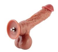 HISMITH 8.86 inch double density silicone dildo, curved dong with veins, 6.3 inch insertable length, 1.7 inch maximum width - compatible with the KlicLok system sex machine