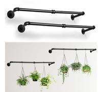 hismocal 2 Pack Wall Planters for Indoor Plants, Metal Hanging Planters Holder, Propagation Station, Hanging Planter, Wall Decor Home Decor for Living Room 35.4'' X 7.87'' (Pot & Plant Not Included)