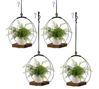 hismocal 4 Pack Hanging Planters for Indoor Plants,Plant Hanger with Sturdy Wood Base,Modern Boho Macrame Plant Hanger,Wall Ceiling Window Stands(Plants/Pots Not Included)