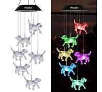 HiSolar Crystal Dog Solar Wind Chimes Outdoor Color Changing Solar Mobile Lights LED Solar Powered Wind Chimes for Home Party Yard Garden Decor, Gifts for mom Birthday Gifts