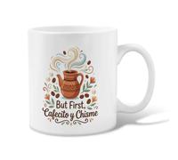 Hispanic Culture Coffee Quote Clay Pot Ceramic Coffee Mug 11oz | Latino Heritage Theme, Coffee Cup, Traditional Pottery Art, Coffee Beans And Sugar Cubes, Warm Beverage Ritual