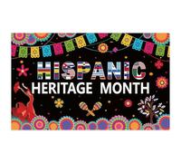 Hispanic Heritage Month Backdrop, 5.9x3.6ft Large National Hispanic Heritage Month Decorations Latin American Banner for Spanish School Home Office Classroom Decor Wall Photography Background