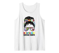 Hispanic Heritage Month Messy Bun Latin Pride Flags Tank Top