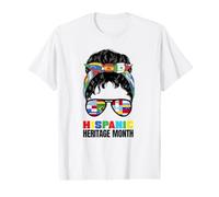 Hispanic Heritage Month Messy Bun Latin Pride Flags Value Graphic T-Shirt