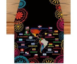 Hispanic Heritage Month Table Runner Spanish Mes De La Herencia Hispana Classroom Decor Latin American Hispanic Heritage Month Decorations for Party-72 Inches Long