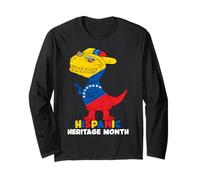 Hispanic Heritage Month Venezuela Flag Kids Boys Girls T-rex Long Sleeve T-Shirt