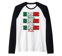 Hispanic Voices Power Pride Apparel Mexican Heritage Colors Raglan Baseball Tee