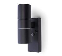 HiSPEC Coral LED Outdoor Up Down Wall Light with Photocell Sensor - Black | Dusk Till Dawn Sensor for Home, Driveway, Garden | Wall Security Light with IP44 Rating | GU10 Bulb Compatible