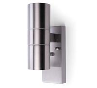 HiSPEC Coral LED Outdoor Up Down Wall Light with Photocell Sensor - Stainless Steel | Dusk Till Dawn Sensor for Home, Driveway, Garden | Wall Security Light with IP44 Rating | GU10 Bulb Compatible