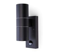 HiSPEC Coral LED Outdoor Up Down Wall Light with PIR Sensor - Black | for Home, Driveway, Garden | Wall Mounted Security Light with Movement Sensor & IP44 Rating | GU10 Bulb Compatible