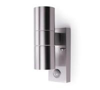 HiSPEC Coral LED Outdoor Up Down Wall Light with PIR Sensor - Stainless Steel | for Home, Driveway, Garden | Wall Mounted Security Light with Movement Sensor & IP44 Rating | GU10 Bulb Compatible