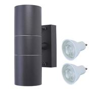 HiSPEC Coral LED Outdoor Up Down Wall Lights | for Home, Driveway, Garden, Patio | Wall Mounted Exterior Security Light with IP44 Rating (Grey, 1 Pack with Bulbs)