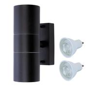 HiSPEC Coral LED Outdoor Up Down Wall Lights | for Home, Driveway, Garden, Patio | Wall Mounted Exterior Security Light with IP44 Rating (Black, 1 Pack with Bulbs)