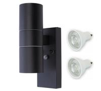 Hispec Coral Up And Down Lighting With Photocell - Black: 1X Light & 2X Gu10
