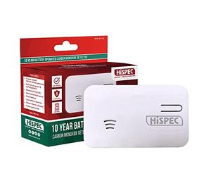 Hispec HSA/BC/10 Lihtium Battery Powered Carbon Monoxide Detector, Electrochemical Sensor, 50ppm Warning, 10 Year Life, UKCA & CE Compliant