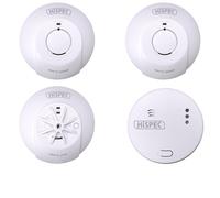 HiSPEC MAINS Power INTERCONNECTABLE 2x Smoke, 1x Heat & 1x CO Detector FF10 with 10Yr Rechargeable Lithium Battery Backup