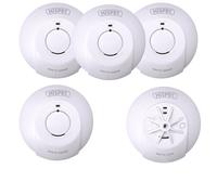 HiSPEC MAINS Power INTERCONNECTABLE 4x Smoke & 1x Heat Detector FF10 with 10Yr Rechargeable Lithium Battery Backup