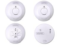 HiSPEC Mains Powered INTERCONNECTABLE Fast Fix 2x Smoke 1x Heat & 1x CO Alarm with 9V Battery Back-Up