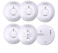 HiSPEC Mains Powered INTERCONNECTABLE Fast Fix 4x Smoke 1x Heat & 1x CO Alarm with 9V Battery Back-Up