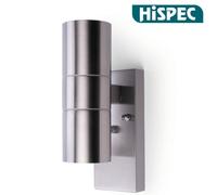 Hispec Up Down Exterior Wall Light - Mains Powered With Photcell - Stainless Steel