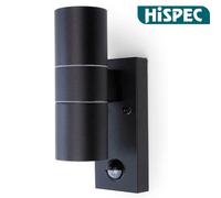 Hispec Up Down Exterior Wall Light - Mains Powered With Pir - Black