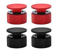 HiSpkNix 2 Pairs Welding Hood Helmet Fasteners, Aluminum Headgear Replacement Parts Compatible with Pipeliner Pancake Sugar Scoop Hoods, with Nonslip Silicone Washer, Black and Red