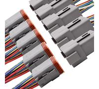 HISports 12-Pin DT Connector Kit, Waterproof DT Electrical Wire Connector 12 Pin Way Sealed Gray Male and Female Auto Waterproof Electrical Wire Connector Plug, for Motorcycle, Scooter, Car 5 Sets