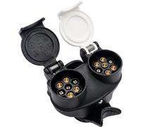 HISports 13 Pin to 7 Pin Towing Adaptor Twin Socket 2 In 1 Trailer Converter Trailer Adapter 13 to 7 Pin Towing Adapter 12V N & S Waterproof Converter Trailer Plug Socket for Trailer Caravan Van Truck