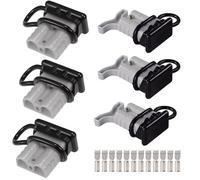 HISports 6pcs 50 Amp Battery Quick Connect Power Plug 50A Male Connect Disconnect Winch Trailer + 3pcs 50A Handle Power Connector for Battery + 6pcs Dust Covers (6 AWG, Gray)