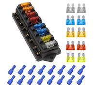 HISports 8-Way Fuse Box - Vehicles, 10 Fuses (5 A, 2.10 A, 2.15 A, 2.20 A, 2.25 A, 2.2 A) - Waterproof with Terminals