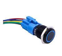 HISports Momentary Push Button Switch 16MM Latching Push Button Switch with Pigtail Connectors 12V 4 Pin ON/OFF Waterproof Push Button Switches for Car Auto RV Truck Motorhome Boat