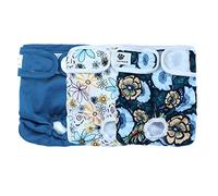 Hisprout 2-Pack Female Dog Diaper Super Absorbent Reusable Washable Durable Doggie Diapers Puppy Sanitary Wraps Pants(L,Retro Flowers)