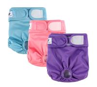 Hisprout 3-Pack Female Dog Diaper Highly Absorbent Incontinence Reusable Washable Breathable Durable Doggie Diapers Pants Dog Season Pants(L,Pink/Purple/Blue)